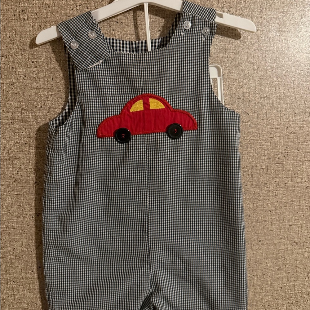 Checkered double sided Embroidered Overall with Red Car Design